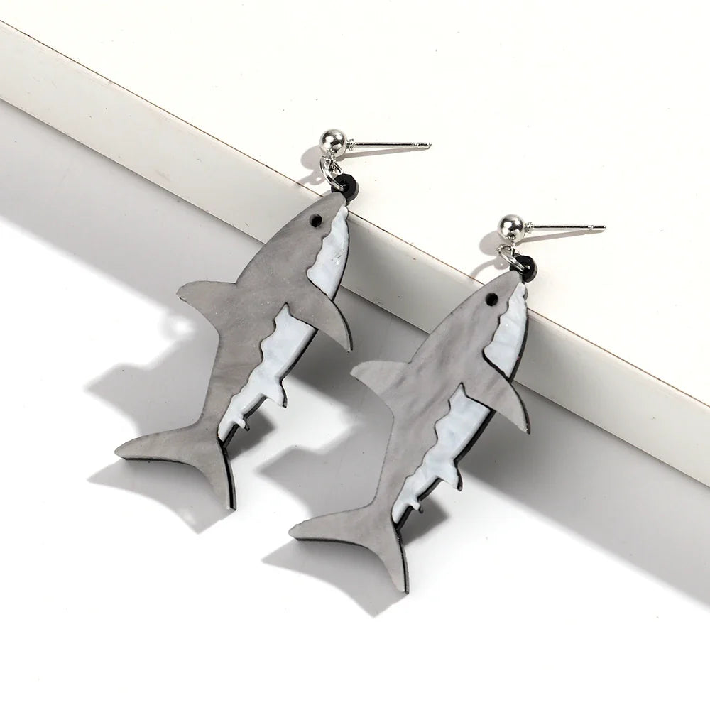 Shark-shaped drop earrings
