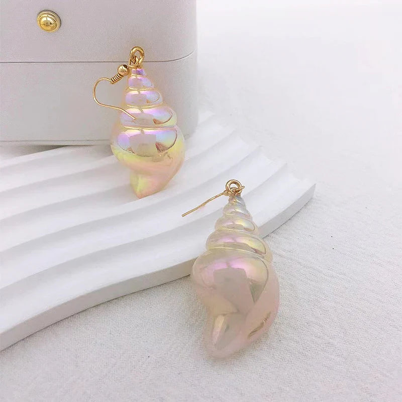 Pendientes Colgantes de Nácar con Concha de Caracol