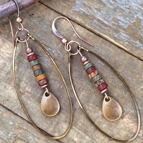 Ethnic Oval Dangle Earrings
