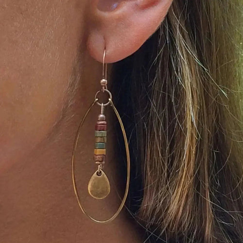 Ethnic Oval Dangle Earrings