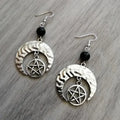 Boucles d'Oreilles Pendantes Etoile de David de Style Gothique
