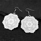 Women's Metatron's Cube Silver Dangle Earrings