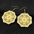 Women's Metatron's Cube Gold Dangle Earrings
