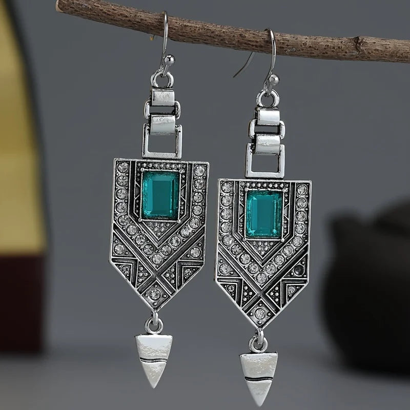 Ethnic Style Women's Silver Dangle Earrings