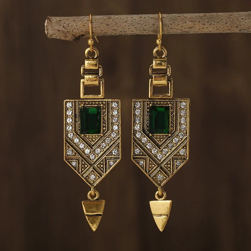 Ethnic Style Women's Gold Dangle Earrings