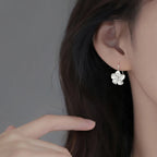 Vintage White Flower Zircon Drop Earrings