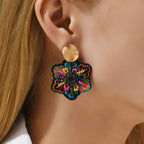 Colored Flower Dangle Earrings 