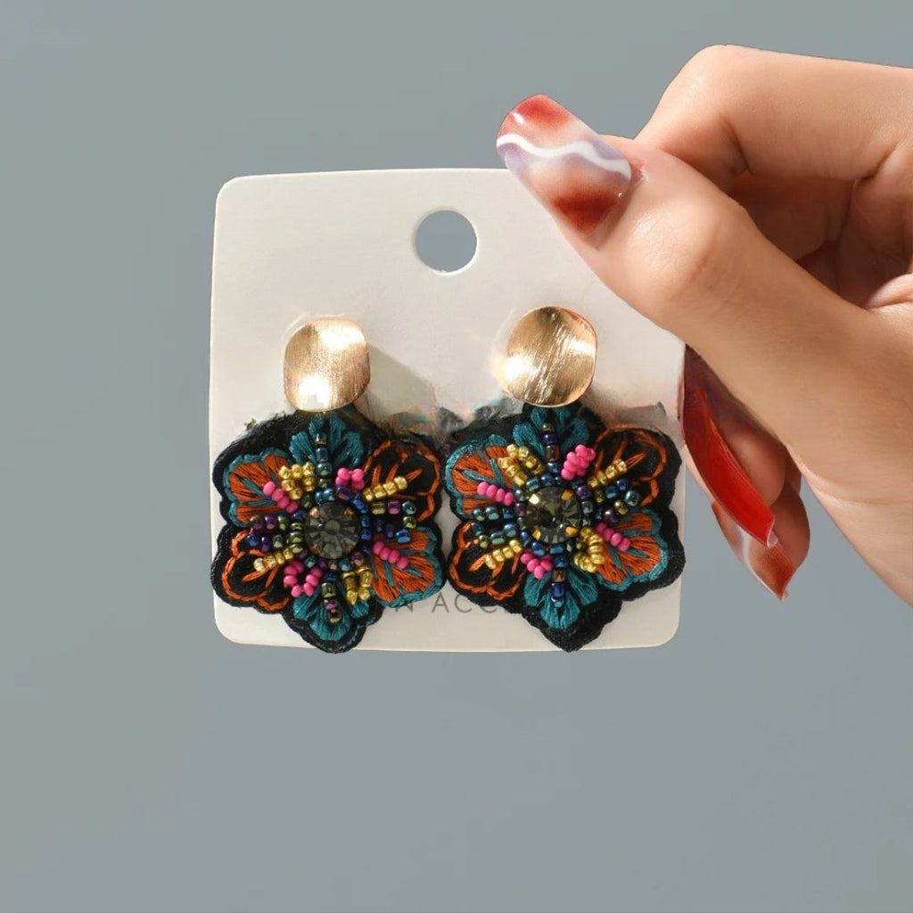Colored Flower Dangle Earrings 