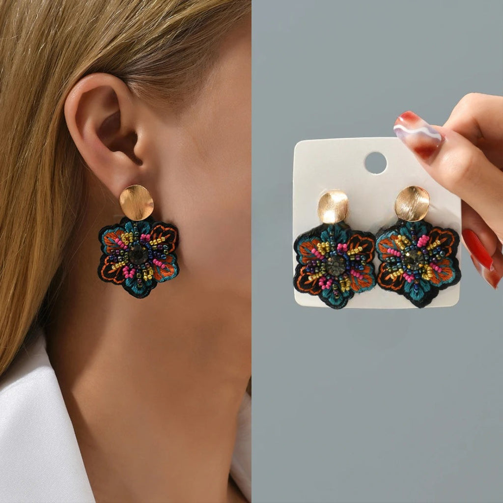 Colored Flower Dangle Earrings 
