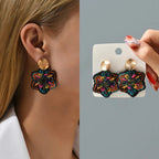 Colored Flower Dangle Earrings 