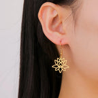 Lotus Flower Dangle Earrings for Women Gold