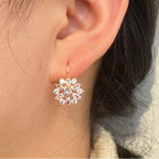 Dangling Flower Earrings White Zircon