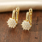 Dangling Flower Earrings Zircon Gold B