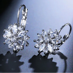 Dangling Flower Earrings White Zircon