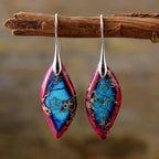 Pendientes Colgantes Gota de Agua de color plata rojo y azul