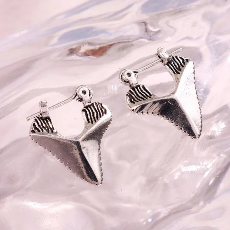 Inlaid Shark Tooth Dangle Earrings