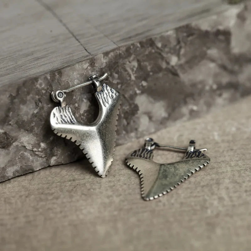 Inlaid Shark Tooth Dangle Earrings