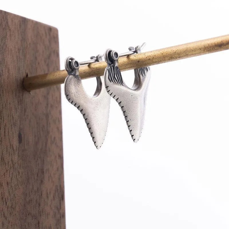 Inlaid Shark Tooth Dangle Earrings