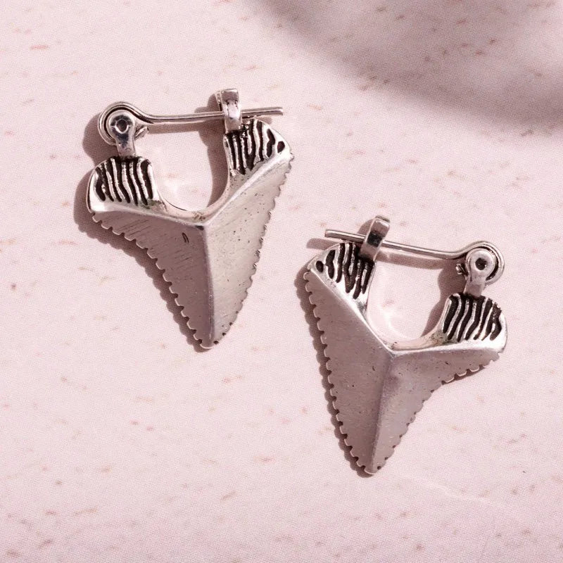 Inlaid Shark Tooth Dangle Earrings