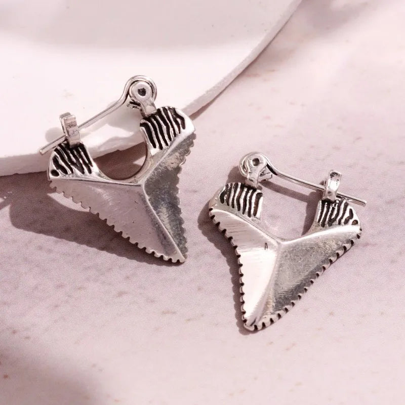 Inlaid Shark Tooth Dangle Earrings