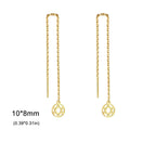 Boucles d'oreilles pendantes longues avec l'étoile de David symbole juif rond or