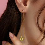Pendientes largos colgantes con Estrella de David