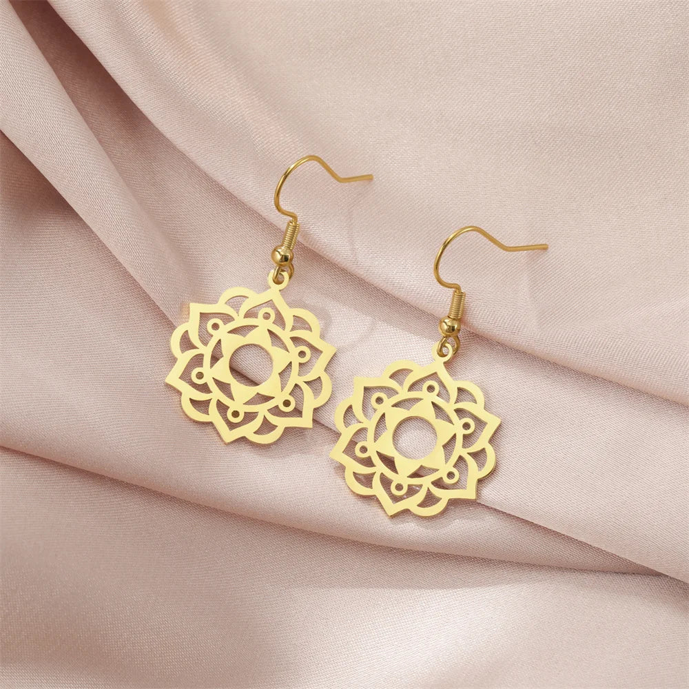 Mandala Women's Gold Dangle Earrings