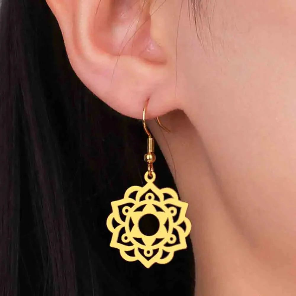 Mandala Women's Gold Dangle Earrings