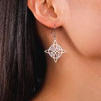 Women's Wiccan Protective Witch's Knot Dangle Earrings Silver