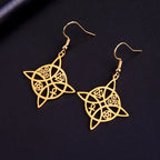 Women's Wiccan Protective Witch's Knot Dangle Earrings Gold