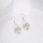 Boucles d'Oreilles Pendantes Ovales Arbre de Vie argent