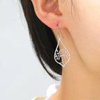 Boucles d'Oreilles Pendantes Ovales Arbre de Vie argent