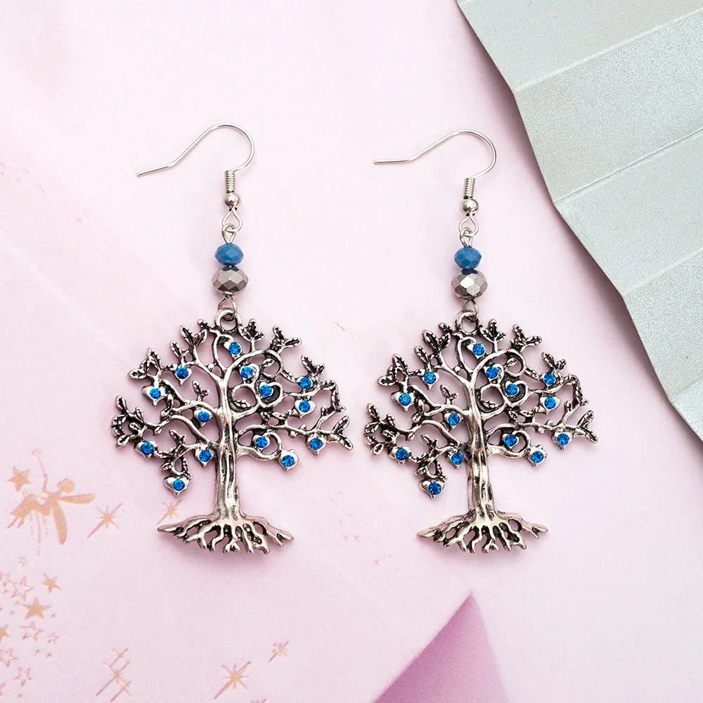 Blue Tree of Life Dangle Earrings for Women