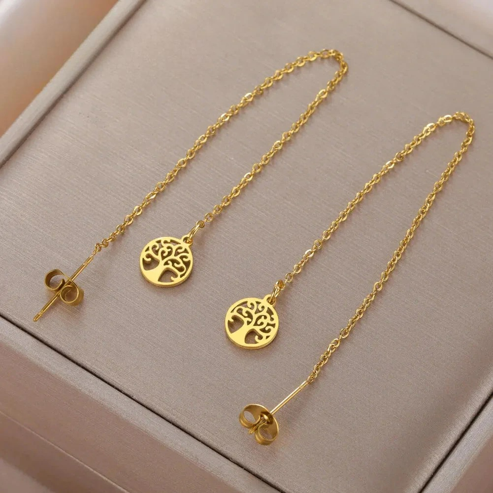 Dangling Earrings For Women Tree of Life gold