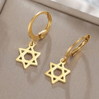 Boucles d'oreilles pendantes pour femme avec l'étoile de David symbolique juive or