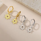 Boucles d'oreilles pendantes pour femme avec l'étoile de David symbolique juive 