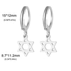 Boucles d'oreilles pendantes pour femme avec l'étoile de David symbolique juive argent
