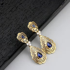 Boucles d'oreilles pendantes pour femme arabe mariage bleu marine