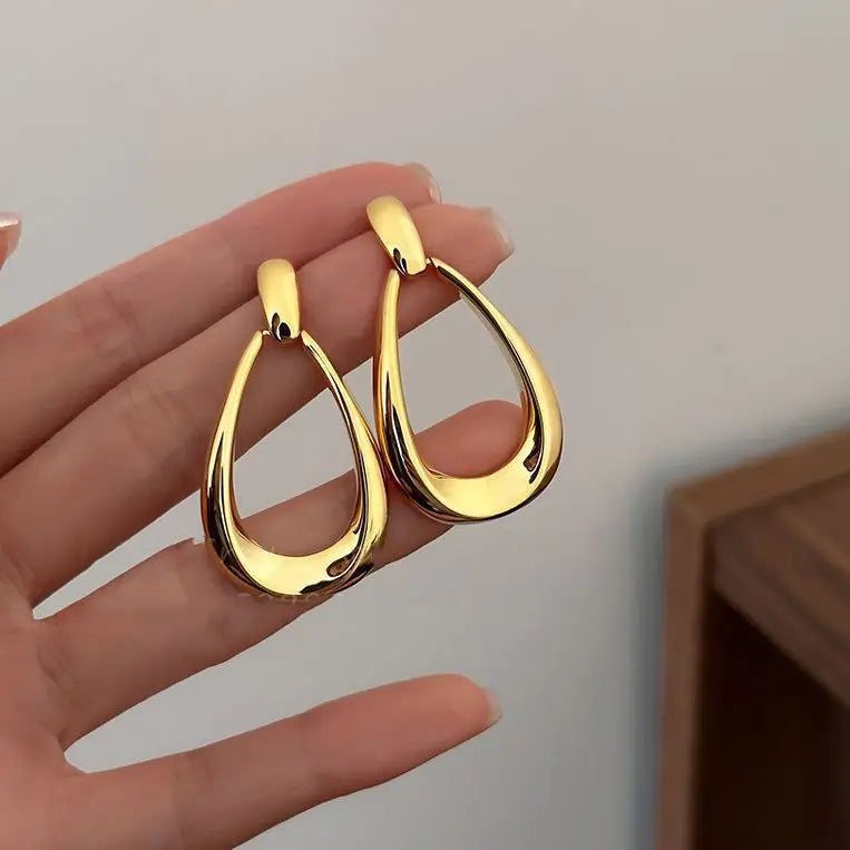 Boucles d'Oreilles Pendantes Rétro Goutte d'Eau or