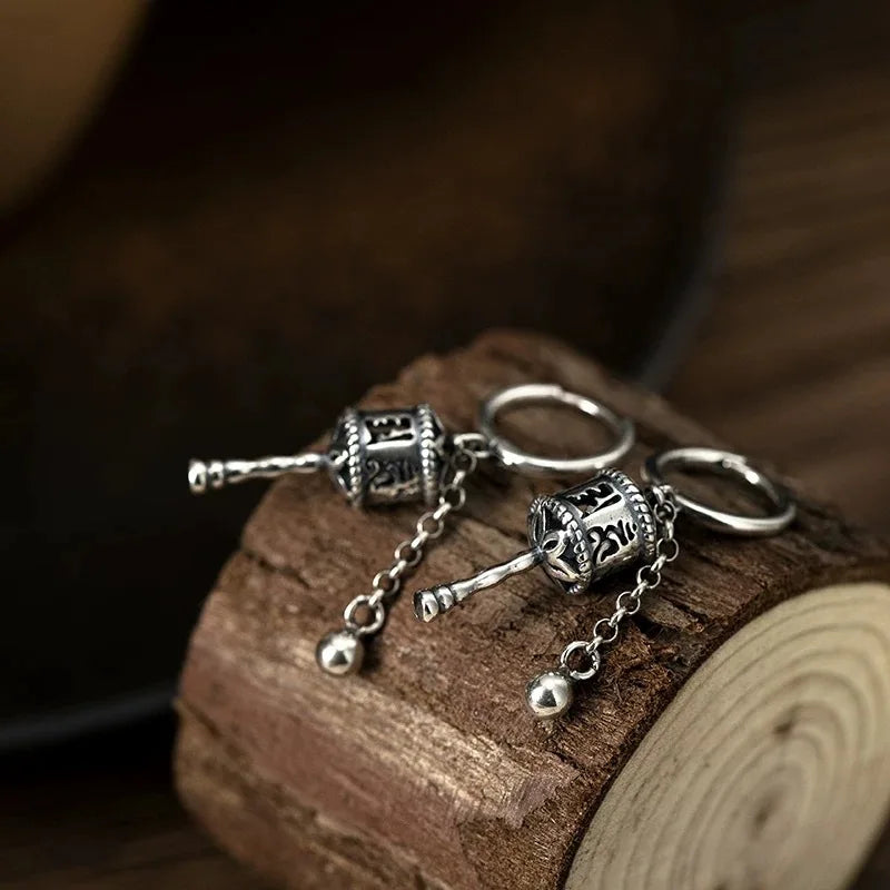 Pendientes Colgantes Rueda de Oración Budista