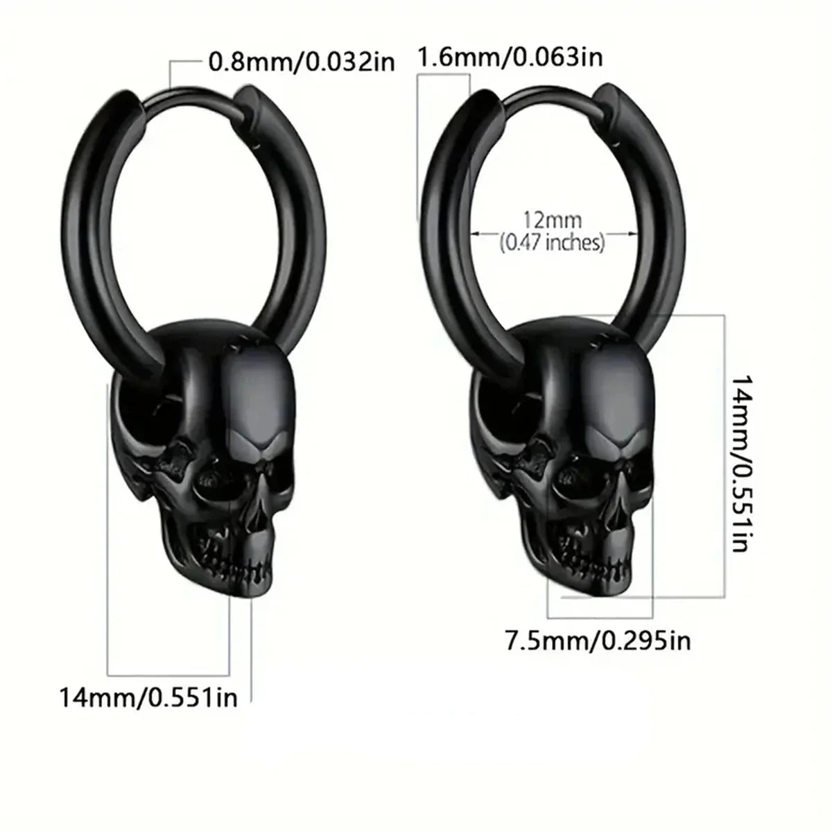 Pendientes Colgantes Cabeza de Calavera para Hombre