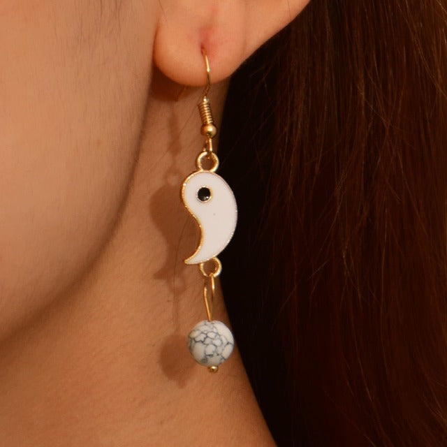Yin Yang Gold & Silver Dangle Earrings gold