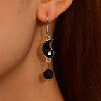 Yin Yang Gold & Silver Dangle Earrings silver