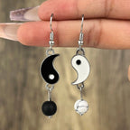 Yin Yang Gold & Silver Dangle Earrings silver