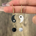 Yin Yang Gold & Silver Dangle Earrings gold
