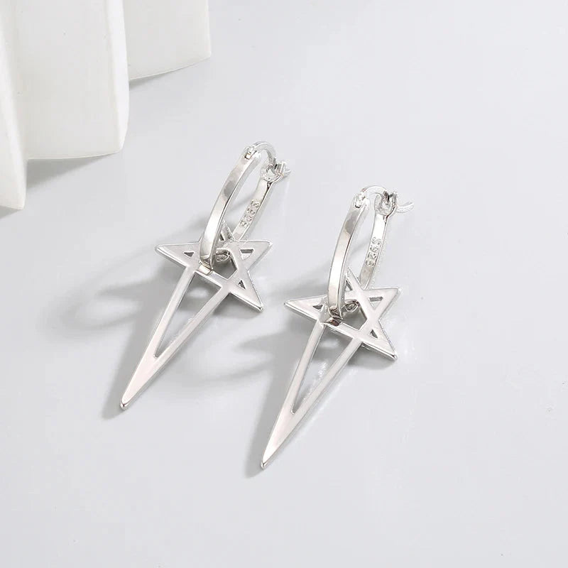 Pendientes Largos Pentáculo Brujería Wicca Mujer