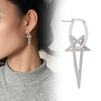 Pendientes Largos Pentáculo Brujería Wicca Mujer