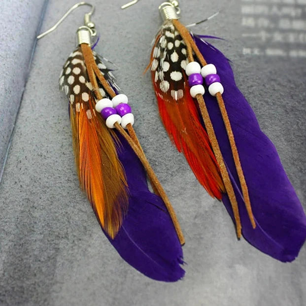 Pendientes de plumas estilo Apache 