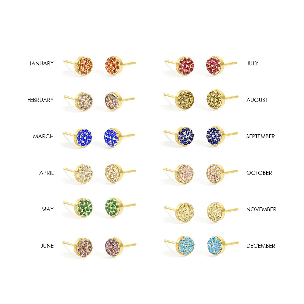 Boucles d'oreilles puces avec pierre de naissance pour femme
