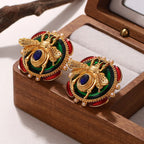 Pendientes redondos con abeja 